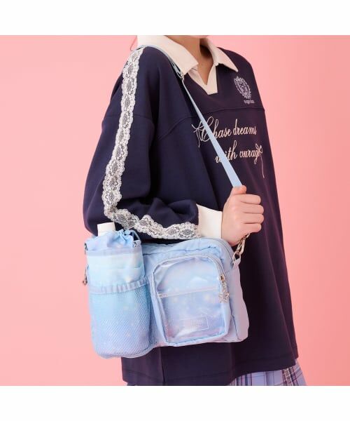 mezzo piano junior / メゾピアノジュニア ショルダーバッグ | 星座＆音符柄ボトルホルダーつきショルダーバッグ♪（ライト ブルー）