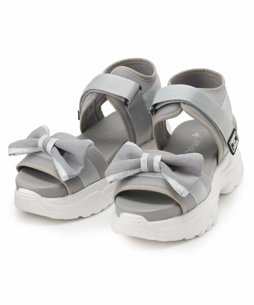 mezzo piano junior / メゾピアノジュニア サンダル | リボンスポサン（グレー）
