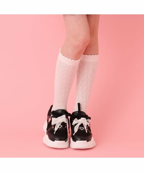mezzo piano junior / メゾピアノジュニア ソックス | 透かし編みハイソックス（オフ ホワイト）