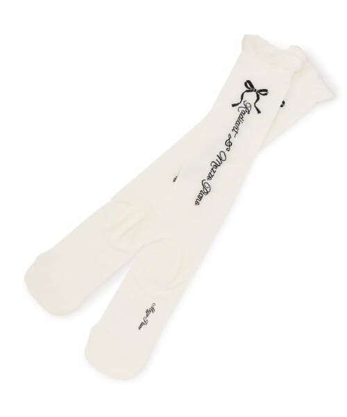 mezzo piano junior / メゾピアノジュニア ソックス | リボン＆ロゴハイソックス（オフ ホワイト）