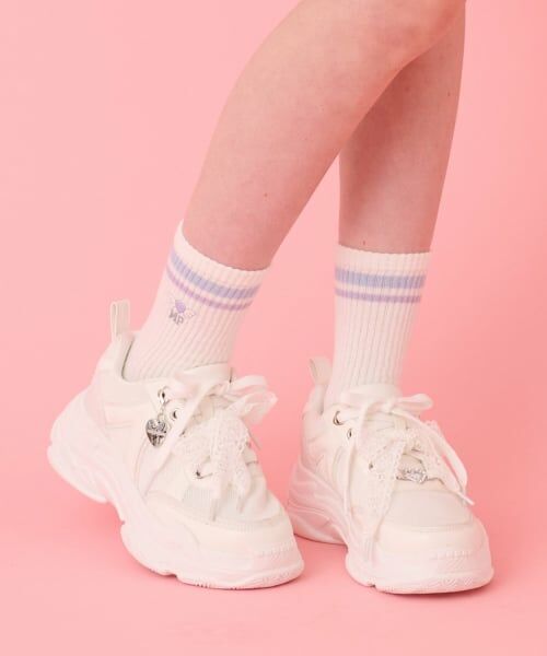 mezzo piano junior / メゾピアノジュニア ソックス | ラインリブソックス（オフ ホワイト）