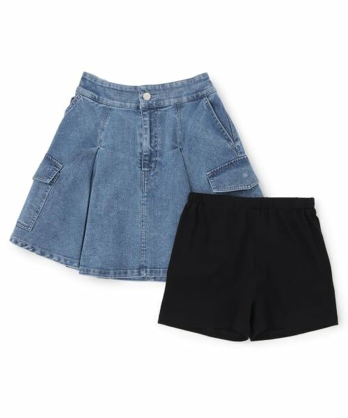 mezzo piano junior / メゾピアノジュニア ミニ・ひざ丈スカート | ☆彡デニムカーゴスカート（スパッツつき） | 詳細2