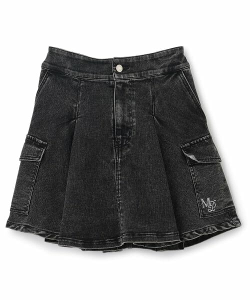 mezzo piano junior / メゾピアノジュニア ミニ・ひざ丈スカート | ☆彡デニムカーゴスカート（スパッツつき）（黒）
