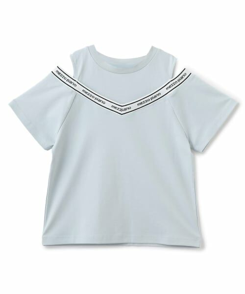mezzo piano junior / メゾピアノジュニア Tシャツ | 【人気商品再入荷】【直営店で取り扱い無し】肩あきリブTシャツ(ブルー)