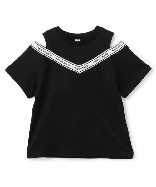mezzo piano junior / メゾピアノジュニア Tシャツ | 【人気商品再入荷】【直営店で取り扱い無し】肩あきリブTシャツ(黒)