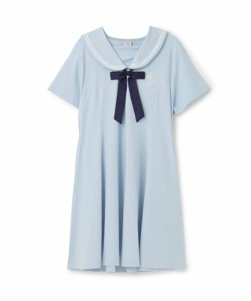 mezzo piano junior / メゾピアノジュニア ミニ丈・ひざ丈ワンピース | 【人気商品再入荷】【直営店で取り扱い無し】【接触冷感】リボンつきセーラーワンピース（ライト ブルー）