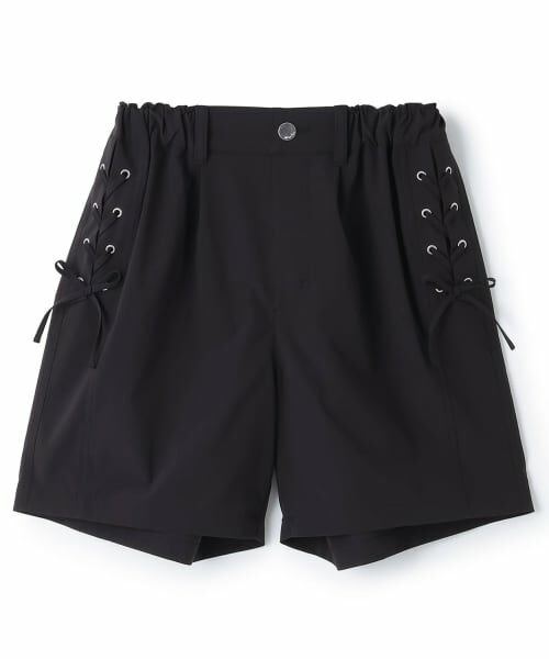 mezzo piano junior / メゾピアノジュニア ショート・ハーフ・半端丈パンツ | レースアップリボンショートパンツ（黒）