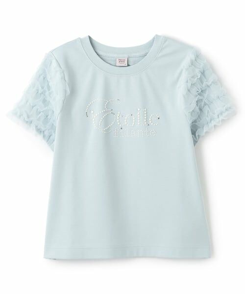 mezzo piano junior / メゾピアノジュニア Tシャツ | 【接触冷感】袖チュールフリルTシャツ(サックス)