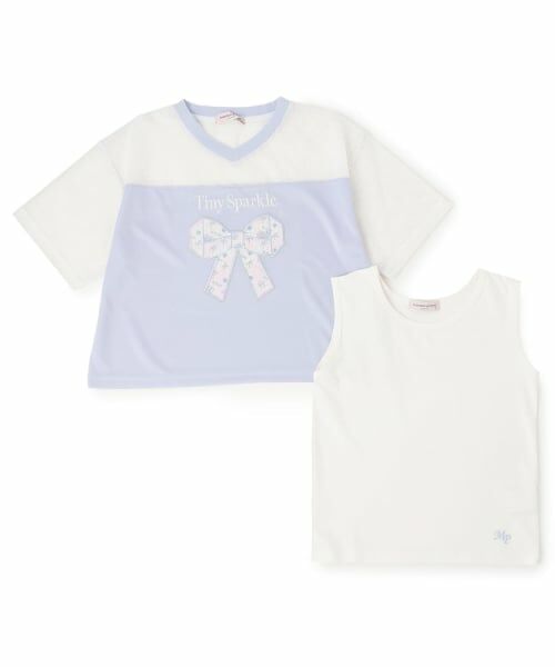 mezzo piano junior / メゾピアノジュニア Tシャツ | 【吸水速乾】【接触冷感】メッシュドッキングリボンアップリケTシャツ＆タンクトップセット | 詳細2