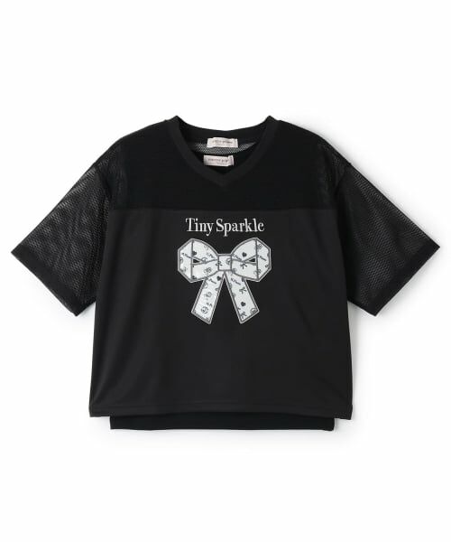 mezzo piano junior / メゾピアノジュニア Tシャツ | 【吸水速乾】【接触冷感】メッシュドッキングリボンアップリケTシャツ＆タンクトップセット（黒）