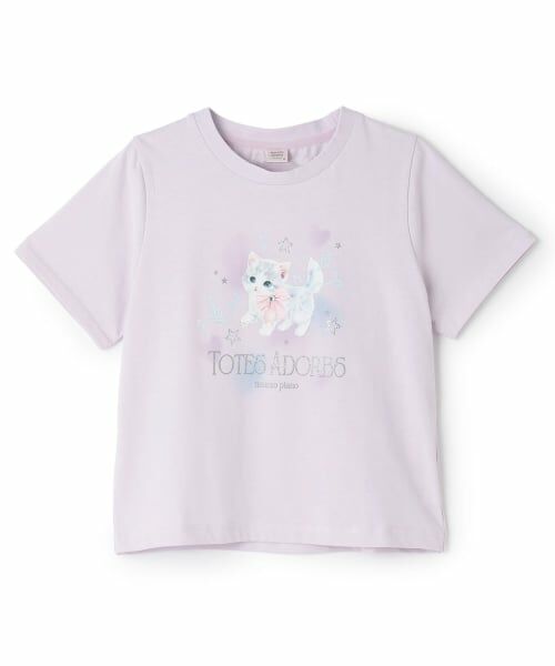 mezzo piano junior / メゾピアノジュニア Tシャツ | 【接触冷感】ふわふわねこちゃんTシャツ（ラベンダー）
