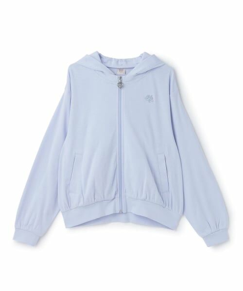 mezzo piano junior / メゾピアノジュニア パーカー | 【UVカット】【接触冷感】シャドーボーダーパーカ（ライト ブルー）