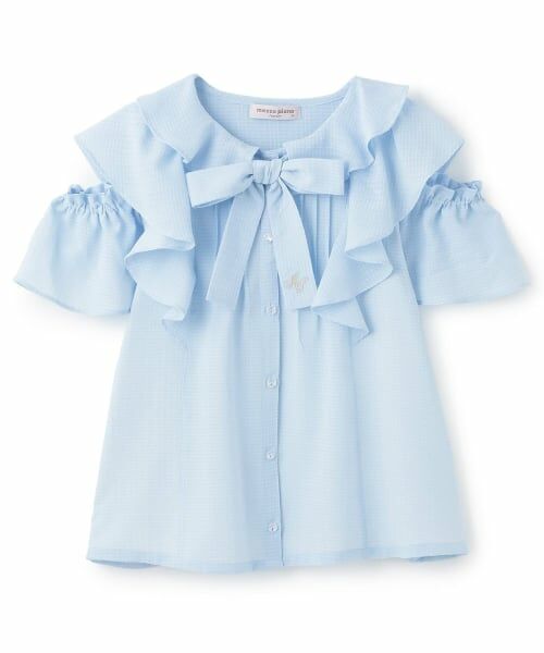 mezzo piano junior / メゾピアノジュニア シャツ・ブラウス | 2WAYフリルブラウス＆キャミソールセット（サックス）