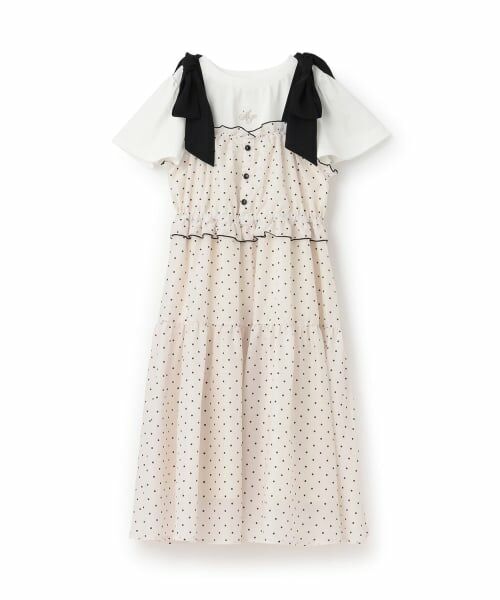 mezzo piano junior / メゾピアノジュニア その他トップス | ショルダーリボンジャンパースカート＆【接触冷感】インナーセット（アイボリー）