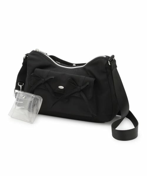 mezzo piano junior / メゾピアノジュニア ショルダーバッグ | キラキラポーチつきフラップリボンショルダー（黒）