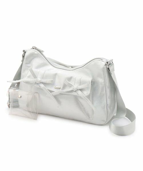 mezzo piano junior / メゾピアノジュニア ショルダーバッグ | キラキラポーチつきフラップリボンショルダー（シルバー）