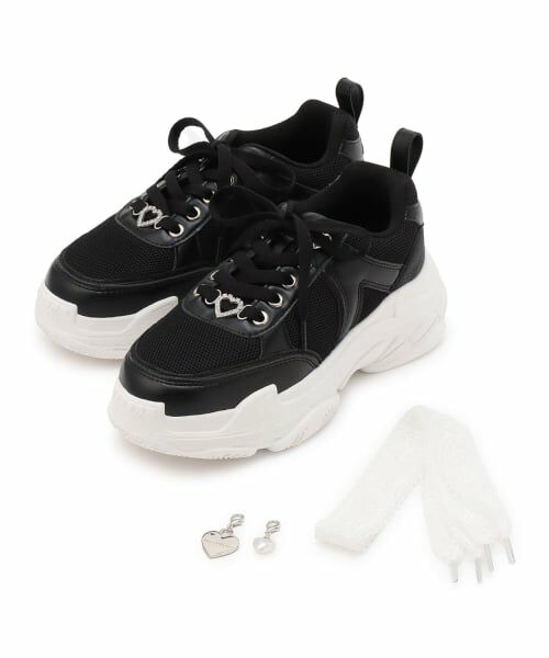 mezzo piano junior / メゾピアノジュニア スニーカー | ハートカスタムダットスニーカー（黒）