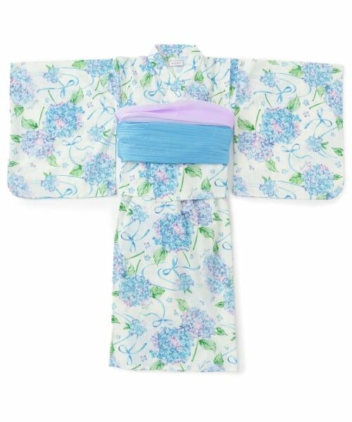 mezzo piano junior / メゾピアノジュニア 着物・浴衣・小物類 | 【接触冷感】あじさい柄2WAY浴衣（クリーム）