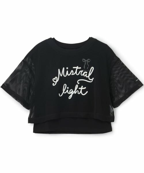 mezzo piano junior / メゾピアノジュニア Tシャツ | コード刺しゅうメッシュTシャツ×【接触冷感】Tシャツセット(黒)