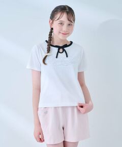 mezzo piano junior / メゾピアノジュニア Tシャツ | 【接触冷感】フロントリボンキラキラロゴTシャツ