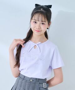 mezzo piano junior / メゾピアノジュニア Tシャツ | 【接触冷感】フロントリボンキラキラロゴTシャツ