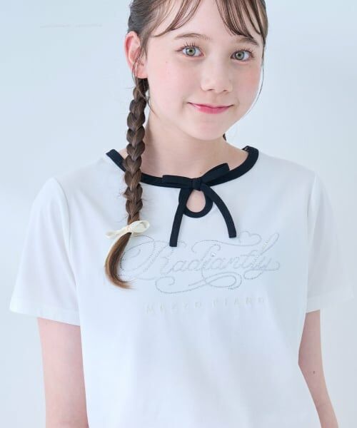 mezzo piano junior / メゾピアノジュニア Tシャツ | 【接触冷感】フロントリボンキラキラロゴTシャツ | 詳細3
