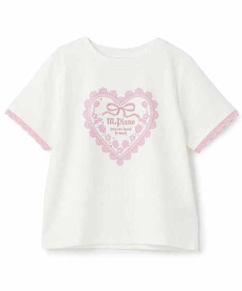 mezzo piano junior / メゾピアノジュニア Tシャツ | 【接触冷感 】トリムレース半袖Tシャツ（オフ ホワイト）