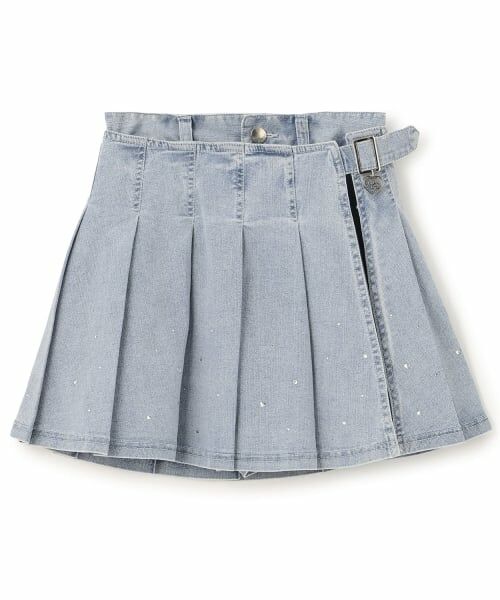 mezzo piano junior / メゾピアノジュニア ショート・ハーフ・半端丈パンツ | 【接触冷感】キラキララッププリーツショートパンツ（2WAY）（ライト ブルー）