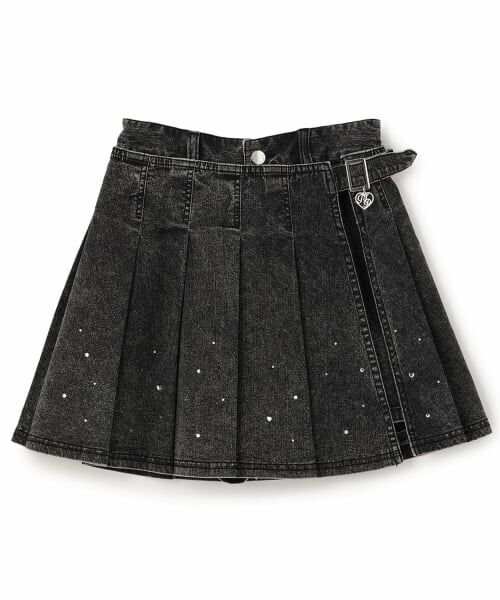 mezzo piano junior / メゾピアノジュニア ショート・ハーフ・半端丈パンツ | 【接触冷感】キラキララッププリーツショートパンツ（2WAY）（黒）