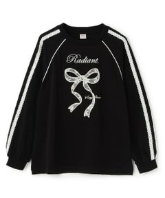 mezzo piano junior / メゾピアノジュニア Tシャツ | ☆彡レースリボンアップリケ長袖Tシャツ
