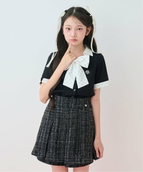 mezzo piano junior / メゾピアノジュニア ショート・ハーフ・半端丈パンツ | ラメツイードタックフレアショートパンツ♪ | 詳細1