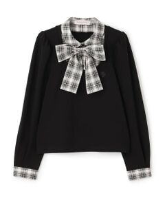 mezzo piano junior / メゾピアノジュニア Tシャツ | ボウタイつきドッキング長袖Tシャツ