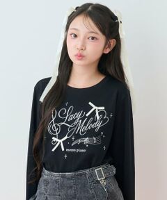 mezzo piano junior / メゾピアノジュニア Tシャツ | Melody リボン長袖Tシャツ