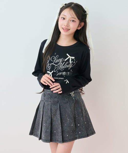 mezzo piano junior / メゾピアノジュニア Tシャツ | Melody リボン長袖Tシャツ | 詳細3