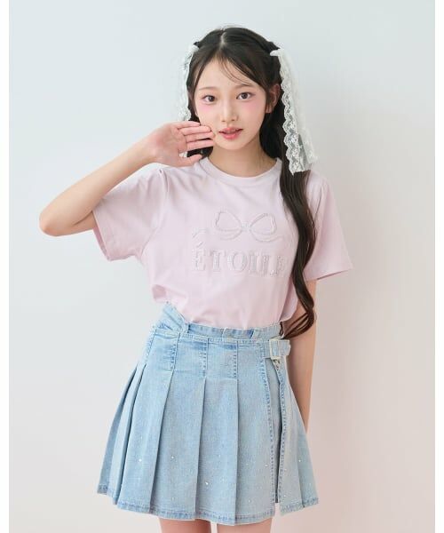 mezzo piano junior / メゾピアノジュニア Tシャツ | 【接触冷感】ぷっくりキラキラリボンTシャツ | 詳細2