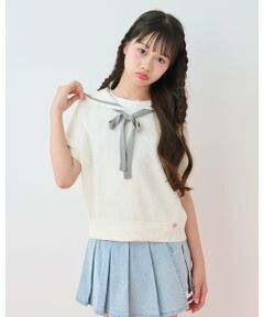 mezzo piano junior / メゾピアノジュニア ニット・セーター | メッシュセーラーニット×Tシャツセット