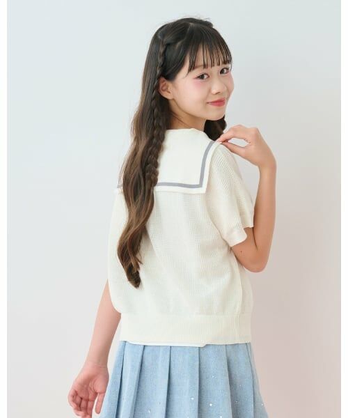mezzo piano junior / メゾピアノジュニア ニット・セーター | メッシュセーラーニット×Tシャツセット | 詳細1