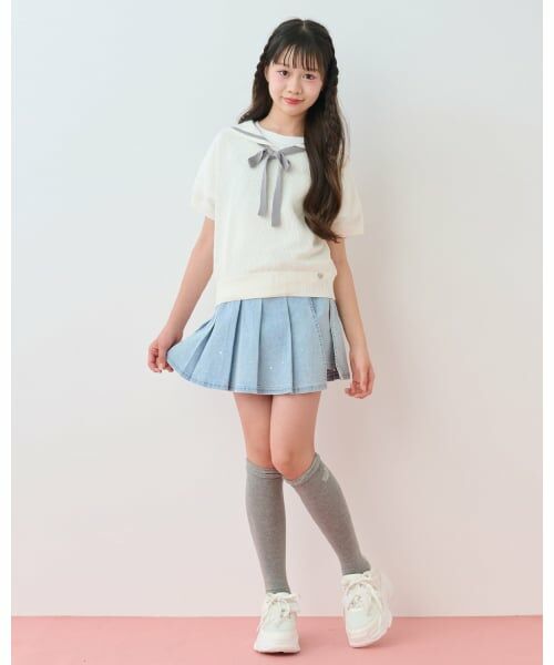 mezzo piano junior / メゾピアノジュニア ニット・セーター | メッシュセーラーニット×Tシャツセット | 詳細3