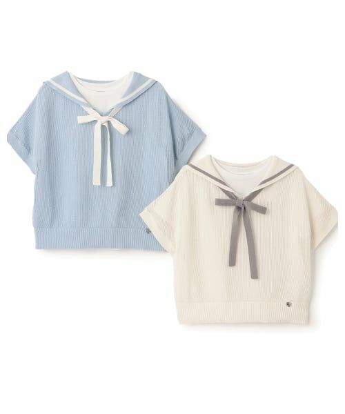 mezzo piano junior / メゾピアノジュニア ニット・セーター | メッシュセーラーニット×Tシャツセット | 詳細8