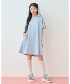 mezzo piano junior / メゾピアノジュニア ミニ丈・ひざ丈ワンピース | 【接触冷感・吸水速乾】カレッジロゴTシャツワンピ