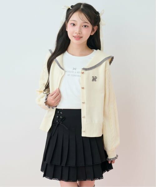 mezzo piano junior / メゾピアノジュニア カーディガン・ボレロ | セーラーカーディガン×Tシャツセット | 詳細2