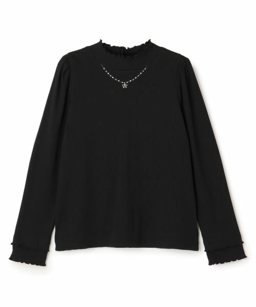 mezzo piano junior / メゾピアノジュニア Tシャツ | テレコネックレス長袖Tシャツ♪（黒）