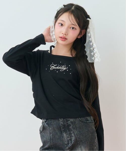 mezzo piano junior / メゾピアノジュニア シャツ・ブラウス | フードシャツ×ラインストーンロゴ長袖Tシャツセット | 詳細6