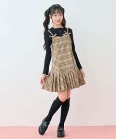 mezzo piano junior / メゾピアノジュニア ミニ丈・ひざ丈ワンピース | ツインリボンジャンパースカート×Tシャツセット