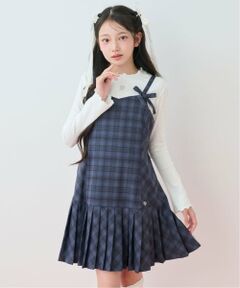 mezzo piano junior / メゾピアノジュニア ミニ丈・ひざ丈ワンピース | ツインリボンジャンパースカート×Tシャツセット