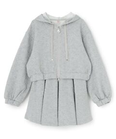 mezzo piano junior / メゾピアノジュニア その他トップス | 【人気商品再入荷】【直営店で取り扱い無し】ハートジャカードジップパーカ＆スカパンセットアップ