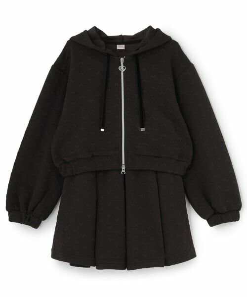 mezzo piano junior / メゾピアノジュニア その他トップス | 【人気商品再入荷】【直営店で取り扱い無し】ハートジャカードジップパーカ&スカパンセットアップ(黒)