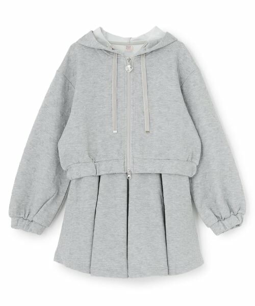mezzo piano junior / メゾピアノジュニア その他トップス | 【人気商品再入荷】【直営店で取り扱い無し】ハートジャカードジップパーカ&スカパンセットアップ(グレー)