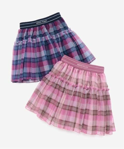 mezzo piano / メゾピアノ ミニ・ひざ丈スカート | チュールチェック　ティアードスカート | 詳細7