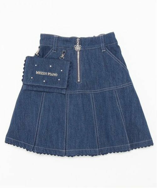mezzo piano / メゾピアノ ショート・ハーフ・半端丈パンツ | 移動ポケット付　フロントZIP　タックスカパン（紺）